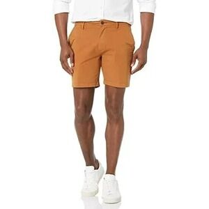 Goodthreads Men Slim-Fit 7" Flat-Front Comfort Stretch Chino Short Tobacco Sz 30